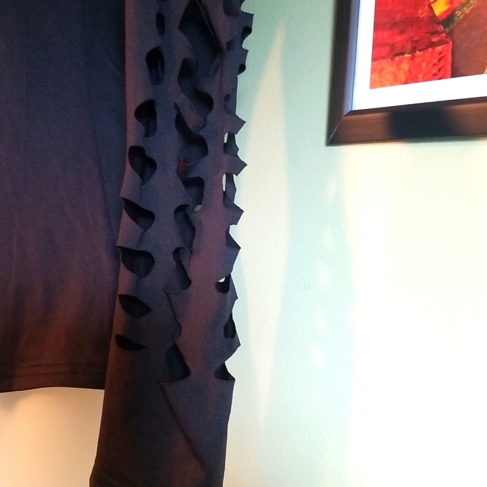 Womens Fancy Cube Long Sleeve Slit Shirt - Picture 4 of 11